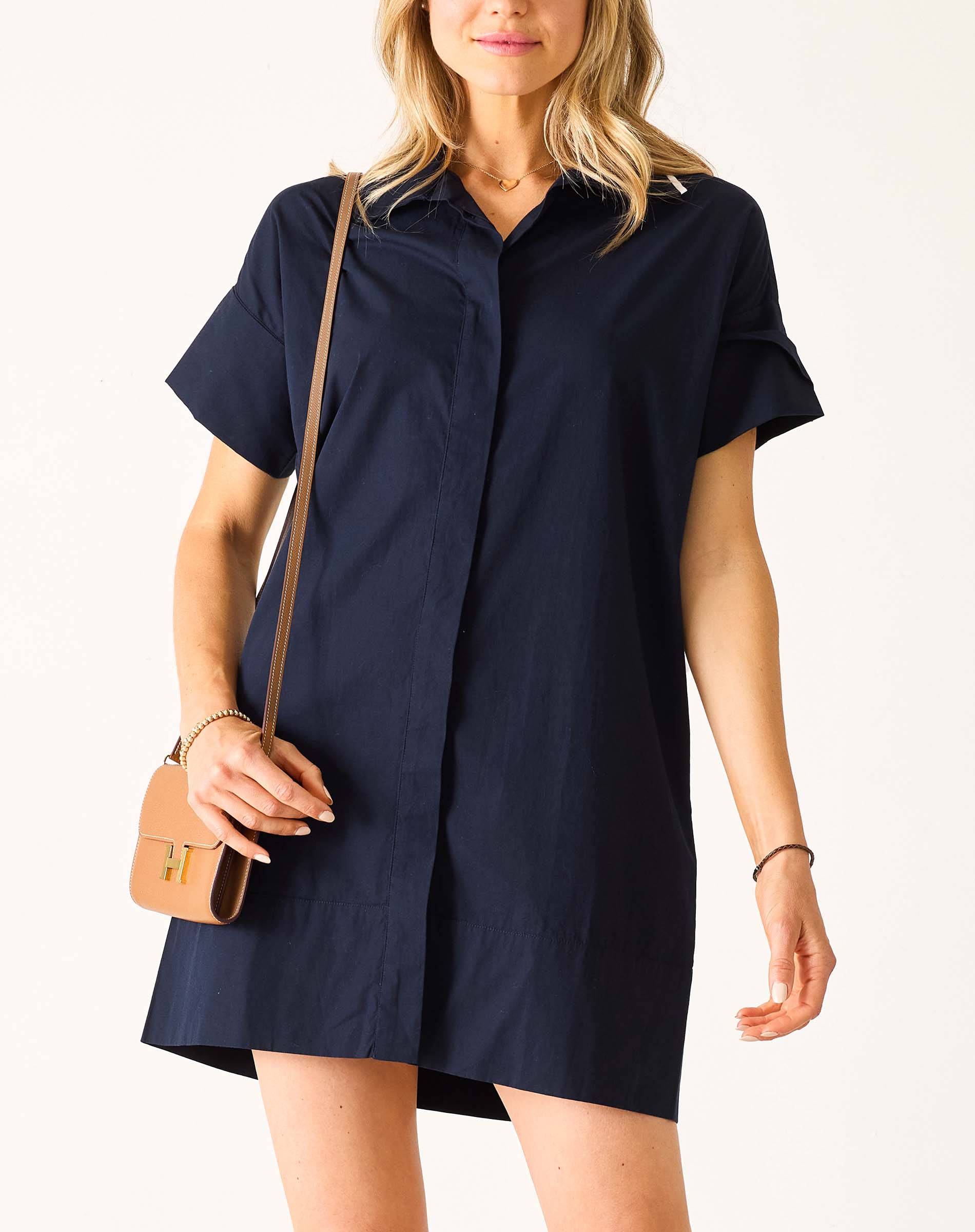 Women's Navy Short Sleeve Mini Dress
