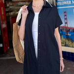Women's Navy Short Sleeve Mini Dress