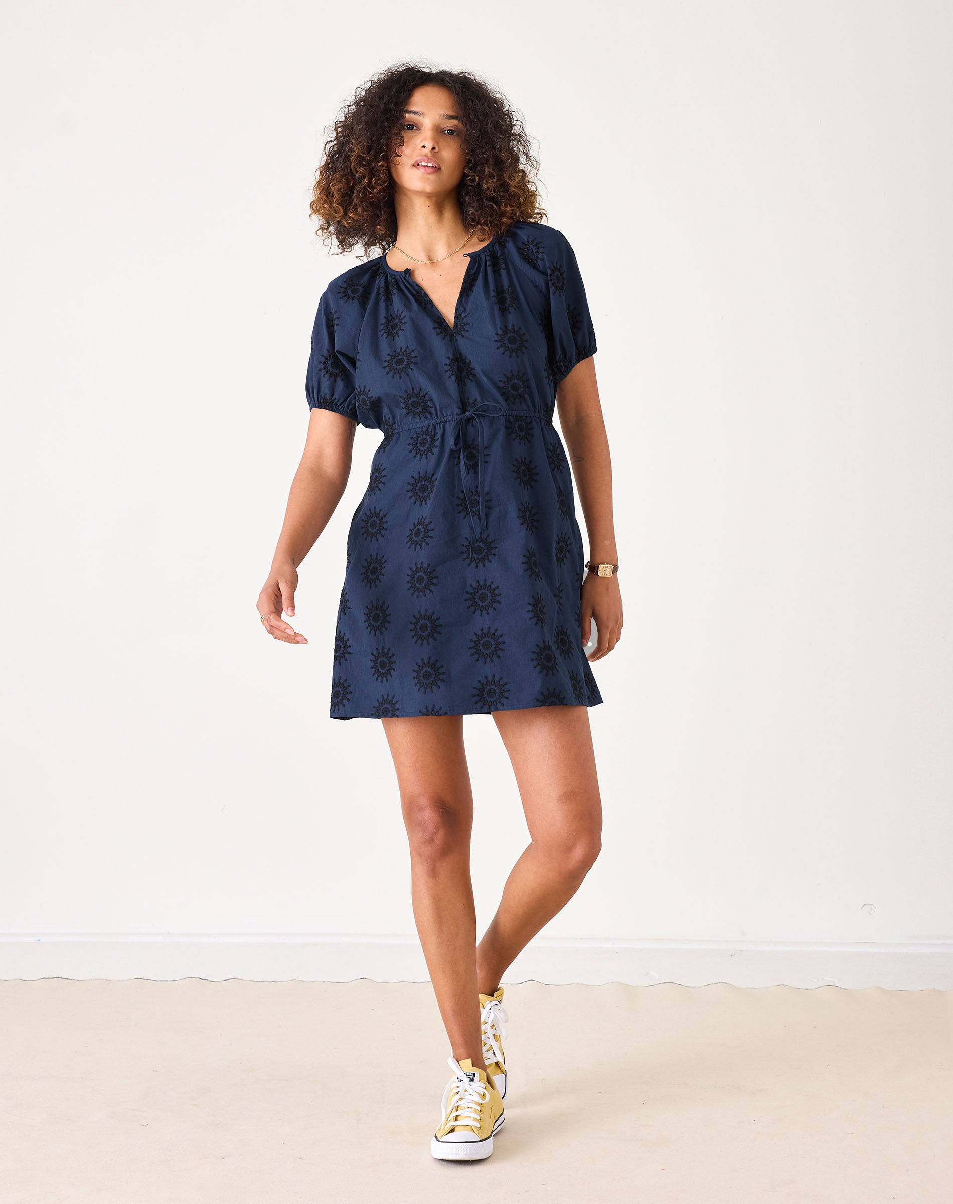 MERSEA Women's Hedy Short Eyelet Dress in Deep Indigo/Black MERSEA Women's Hedy Short Eyelet Dress in Deep Indigo/Black