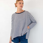 Women's Navy Striped One Sized Tee