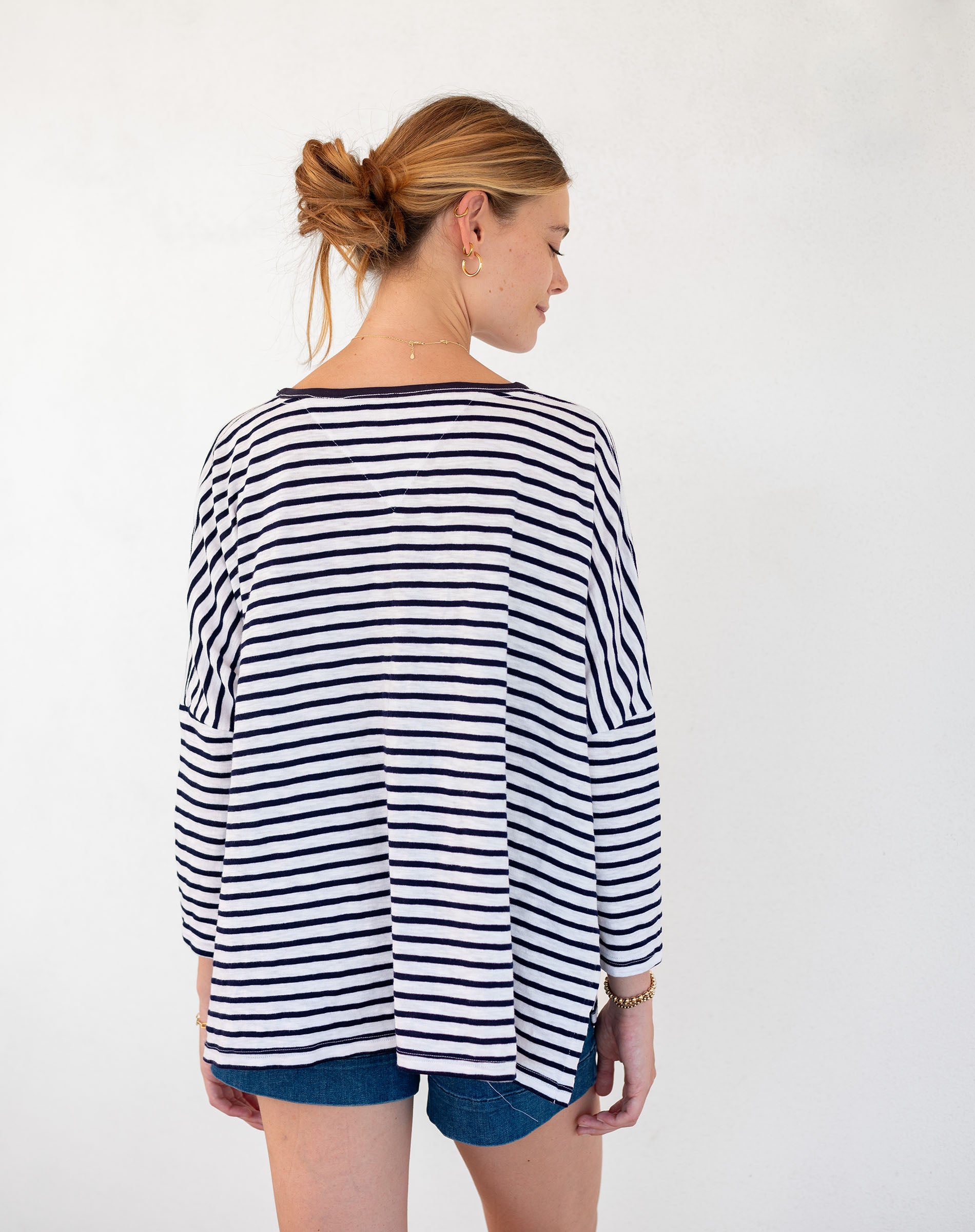 Women's Navy Striped One Sized Tee