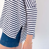 Women's Navy Striped One Sized Tee