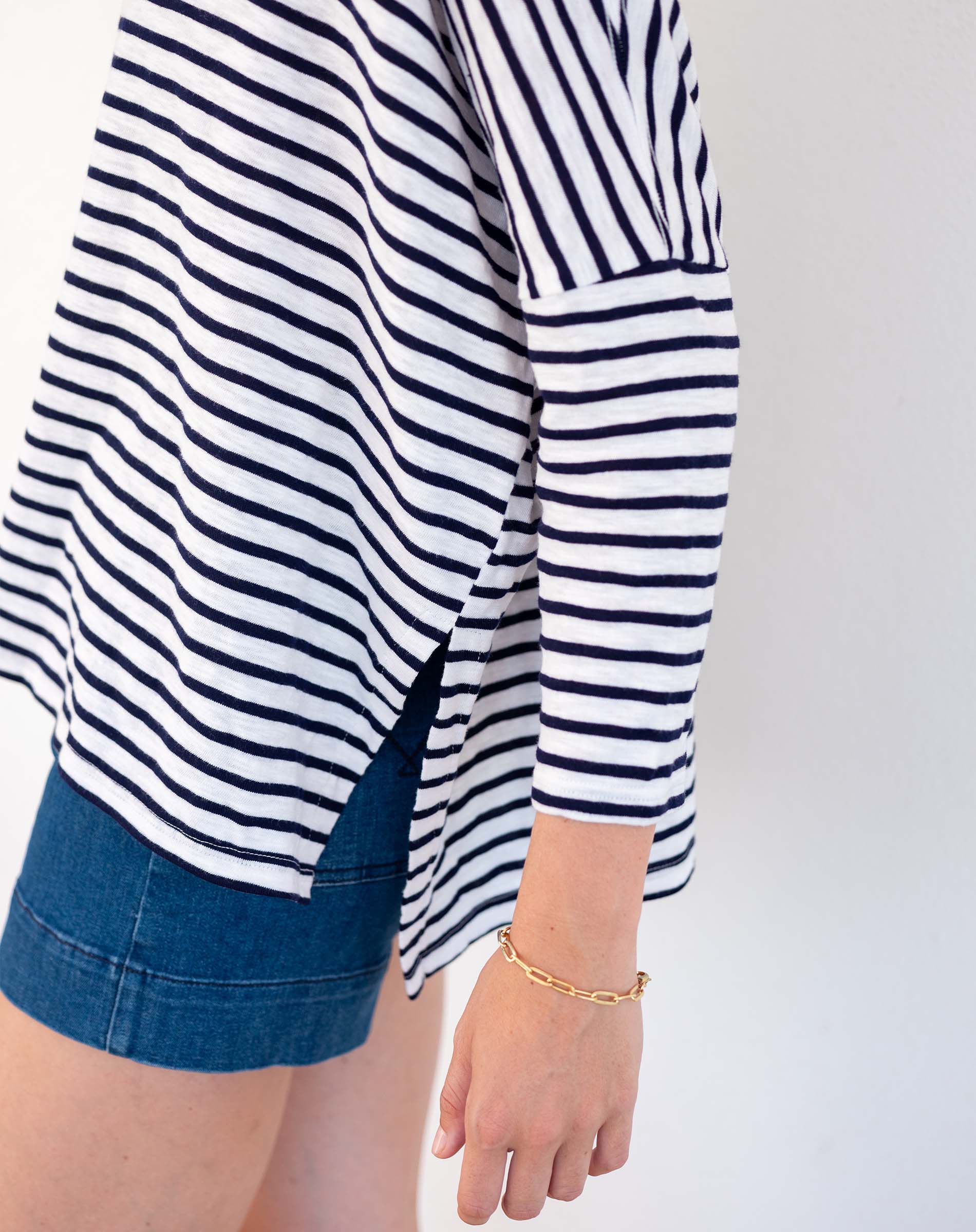 Women's Navy Striped One Sized Tee