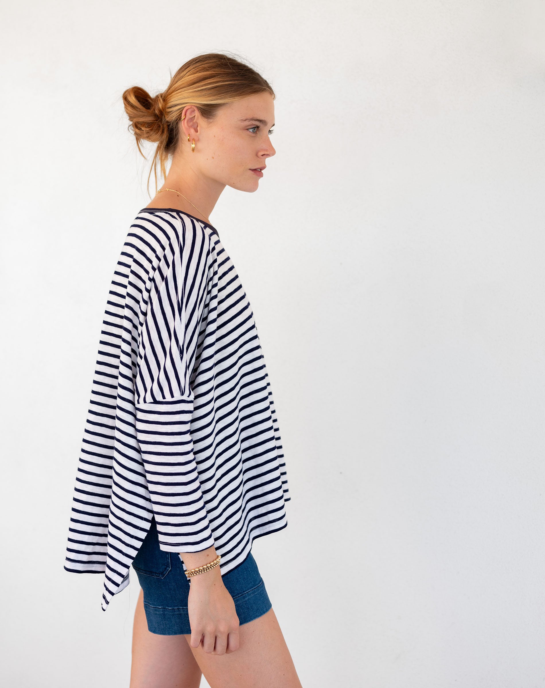 Women's Navy Striped One Sized Tee