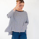 Women's Navy Striped One Sized Tee