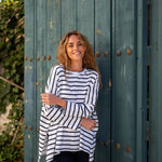 Women's One Size Tee in Navy Stripes Travel Destination