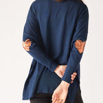 Women's One Size Navy Sweater with Gold Hearts on Sleeve