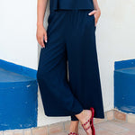 Women's Navy Wide Leg Flowy Pants