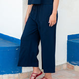 Women's Navy Wide Leg Flowy Pants