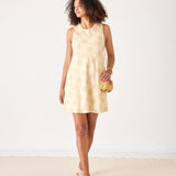 Women's Tan Sleeveless Mini Eyelet Dress