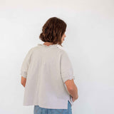 Women's Neutral Short Sleeve Ruffle Tee
