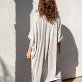 Women's Off-White Cashmere Chelsea Travel Kimono Rear View