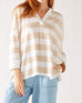 Women's One Size Brown Striped Cuff Tee Chest View