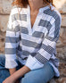Women's One Size Navy Striped Cuff Tee Chest View Detail