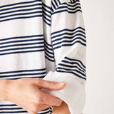 Women's One Size Navy Striped Cuff Tee Cuff Detail