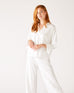 Women's One Size White Cuff Tee Chest View Matching Pants