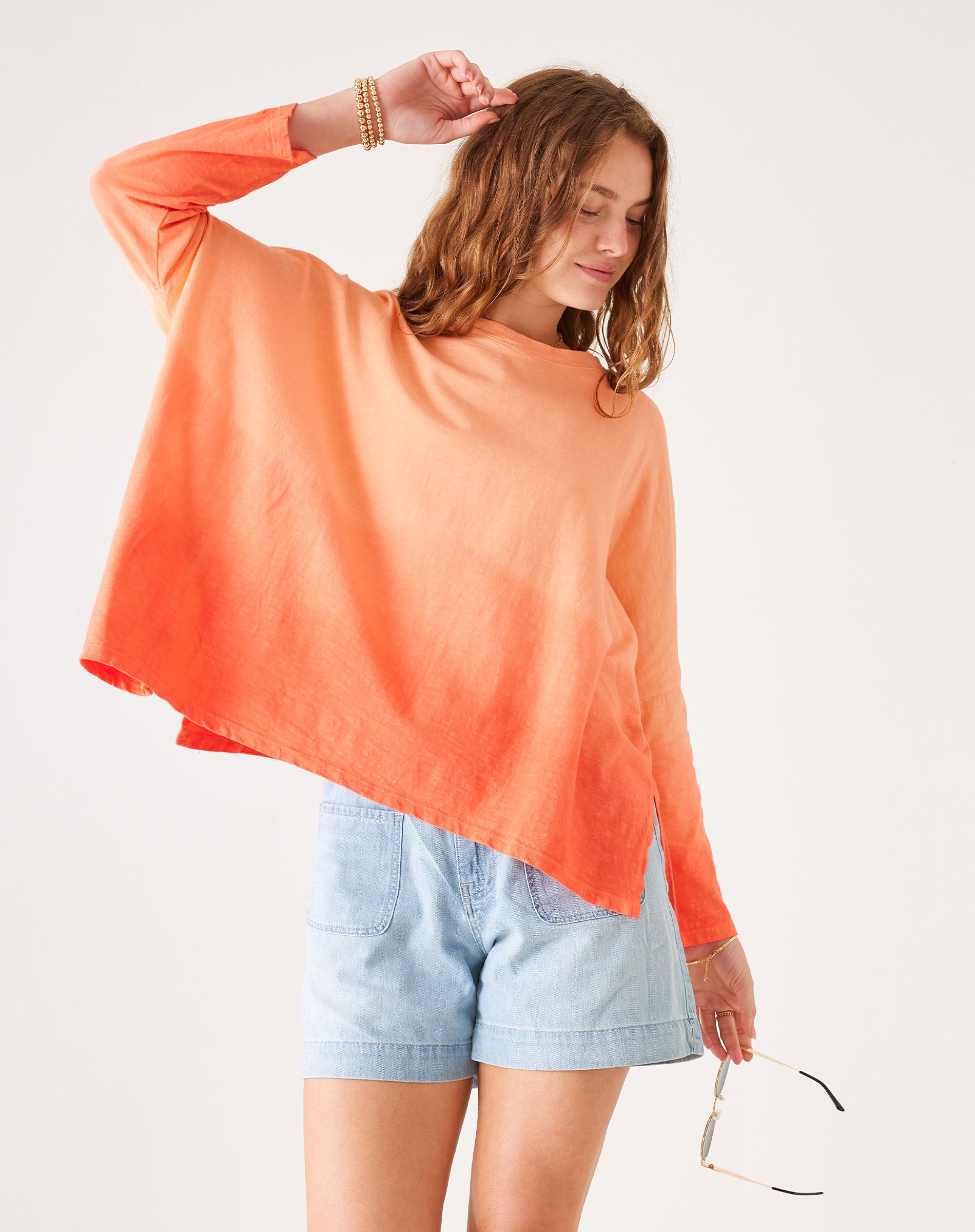 Women's Orange Ombre Oversized Slub Tee