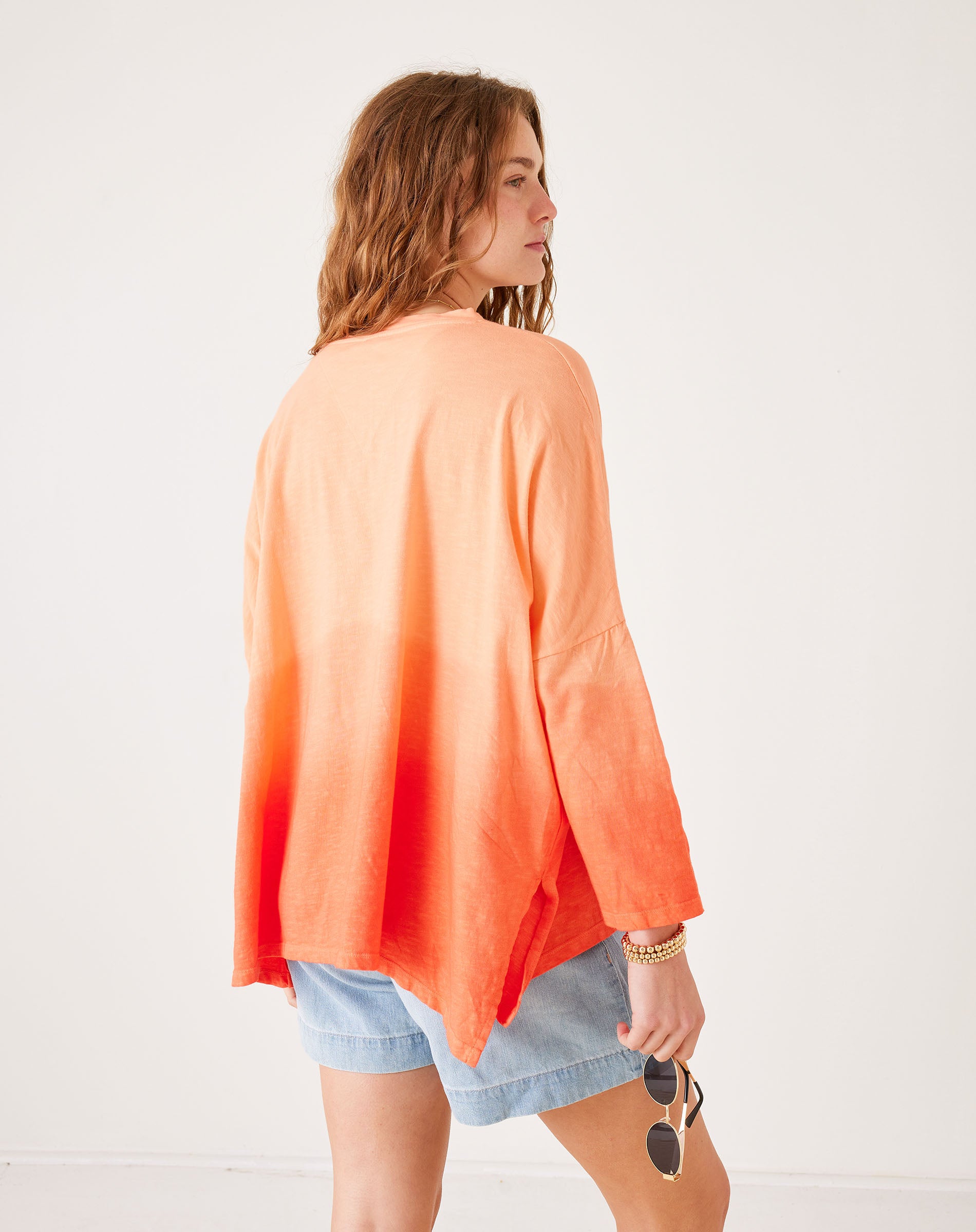 Women's Orange Ombre Oversized Slub Tee