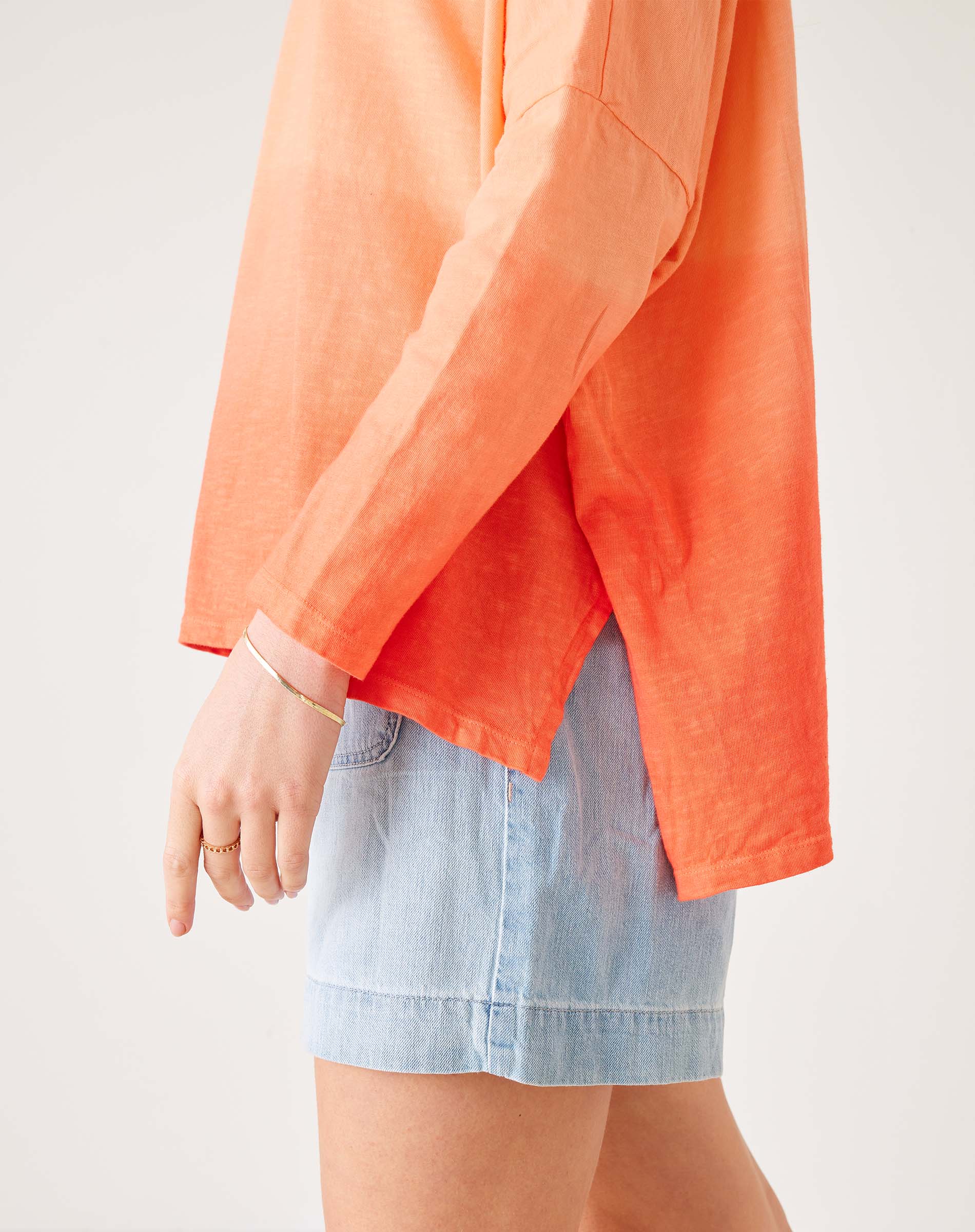 Women's Orange Ombre Oversized Slub Tee