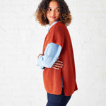 Women's One Size Orange Short Sleeve Sweater With Buttons Down Back