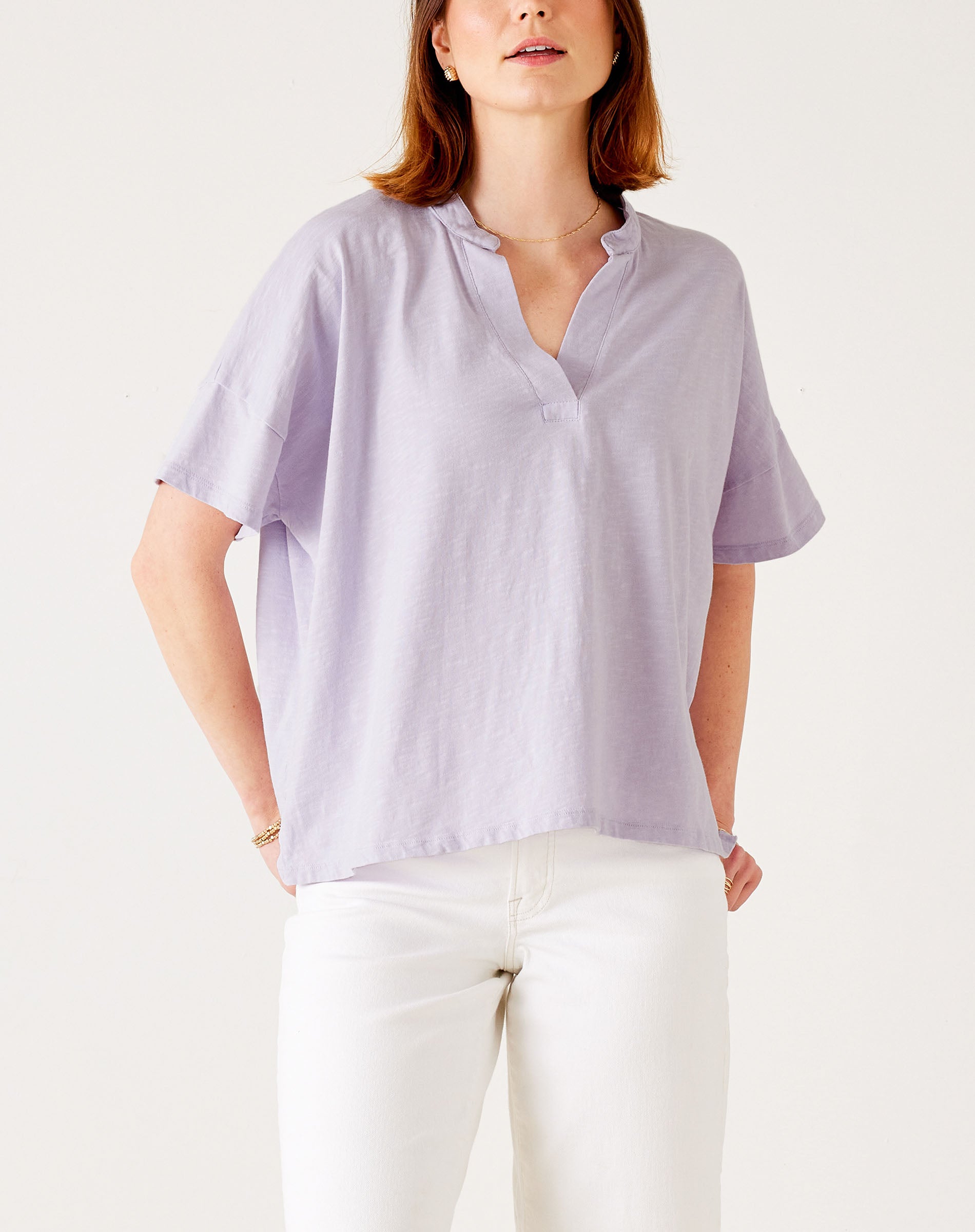 Women's Oversized Lavender Short Sleeve Tee