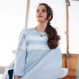 Women's Blue White Striped Slub Tee