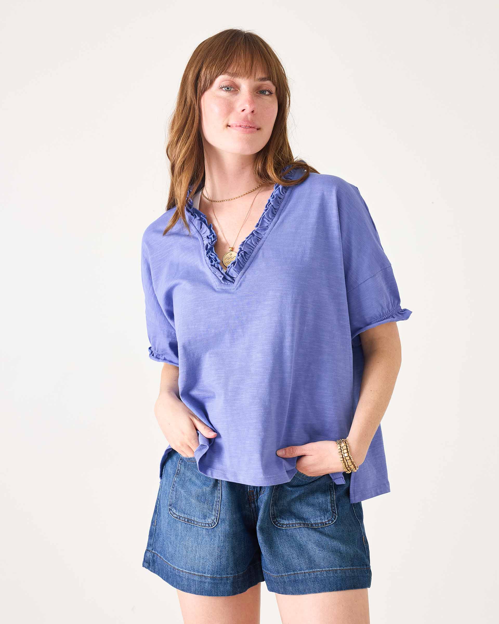Women's Short Sleeve Ruffle Tee