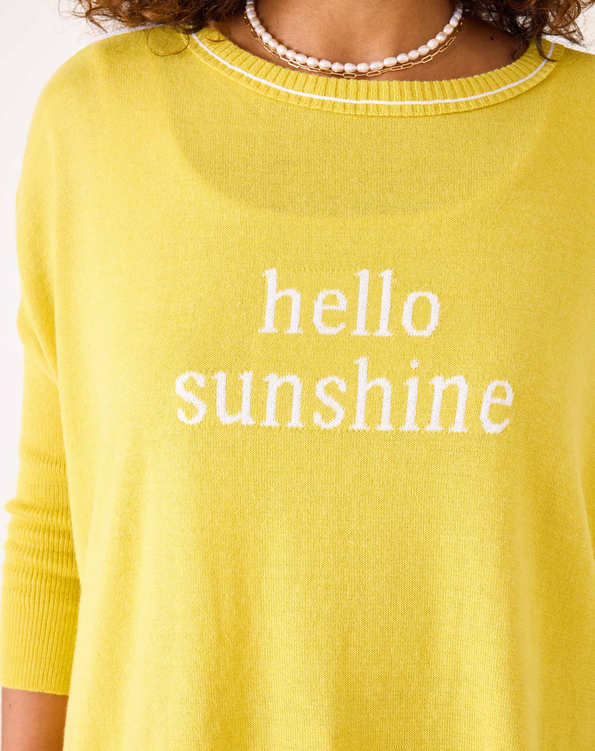 Women's Oversized Yellow Sweater Hello Sunshine Motto
