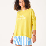 Women's Oversized Yellow Sweater Hello Sunshine Motto