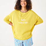 Women's Oversized Yellow Sweater Hello Sunshine Motto