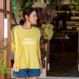 Women's Oversized Yellow Sweater Hello Sunshine Motto