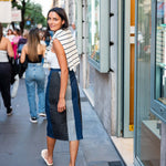 Women's Patchwork Denim Midi Skirt