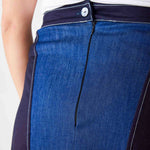 Women's Patchwork Denim Midi Skirt