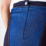 Women's Patchwork Denim Midi Skirt