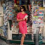 Women's Pink Checkered Flowy Mini Dress