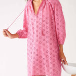 Women's Lightweight Pink Eyelet Coverup Dress Chest View