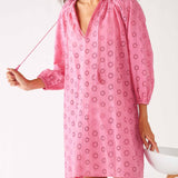 Women's Lightweight Pink Eyelet Coverup Dress Chest View