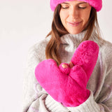 Women's Faux Fur Cozy Mittens With Thumb Holes