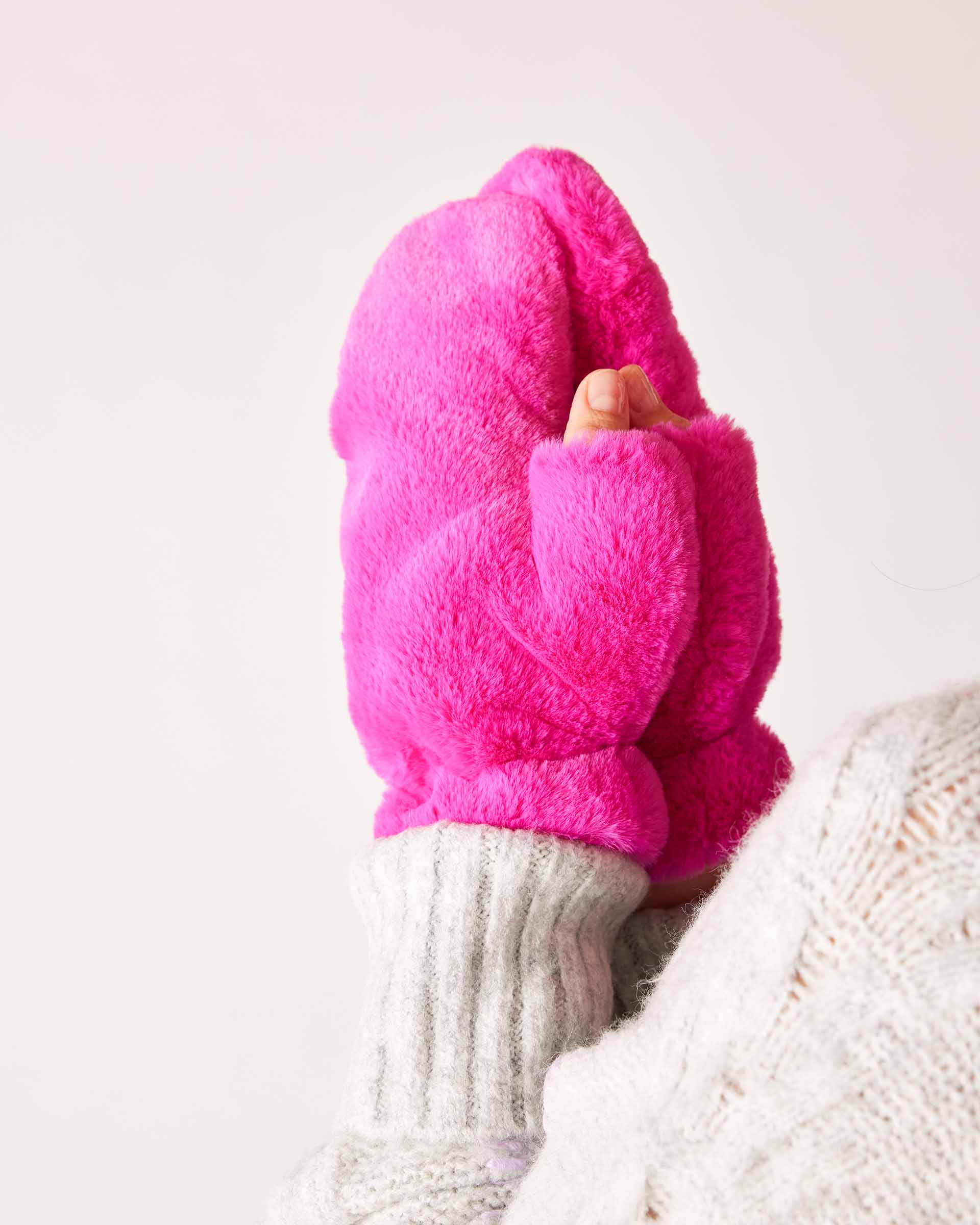 Women's Faux Fur Cozy Mittens With Thumb Holes