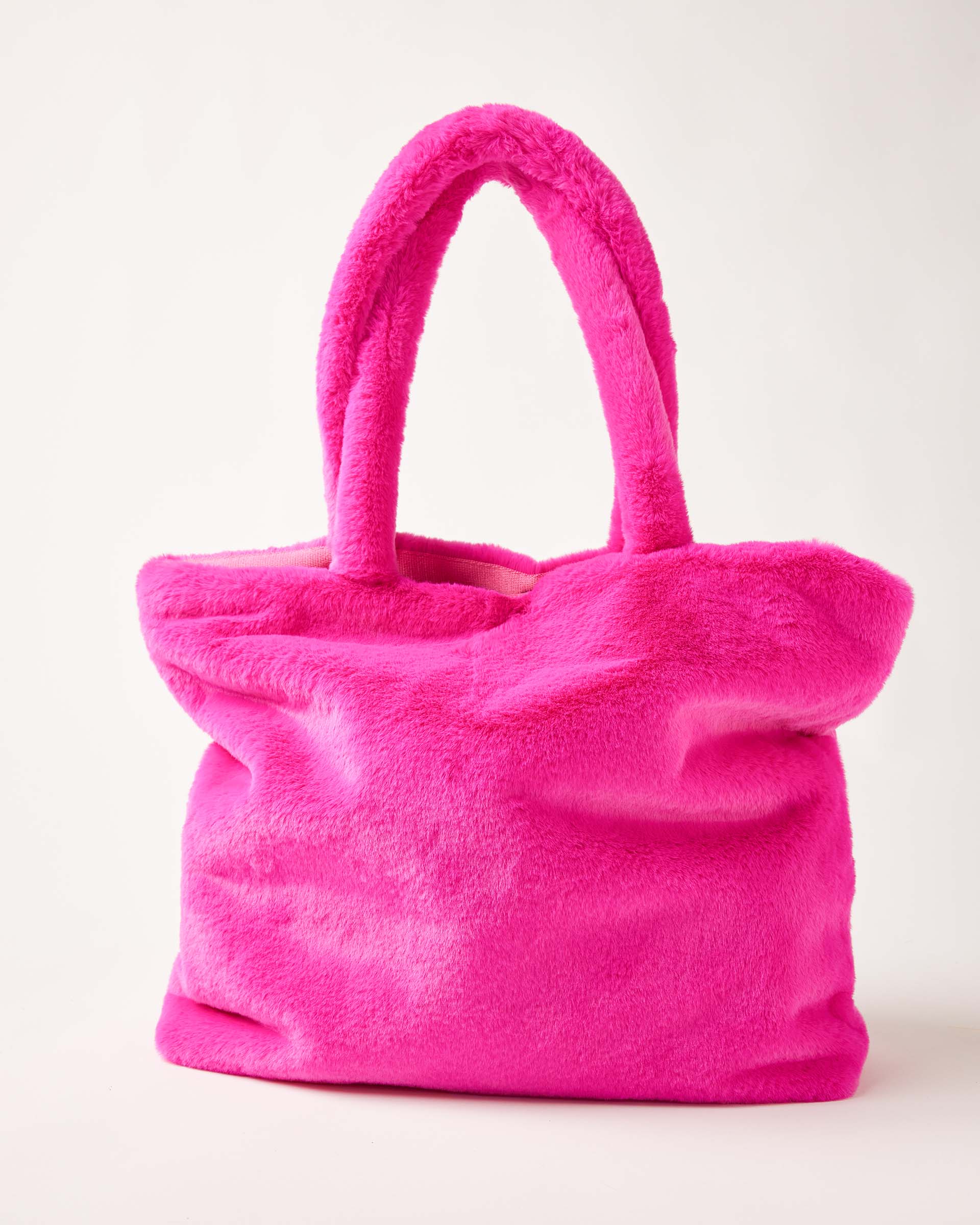 Women's Faux Fur Tote Bag with Pockets