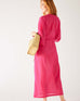 Women's Pink Lightweight Breathable Cinch Waist fron Slit Wide Elbow Length sleeves Breezy Kaftan Dress Rear View
