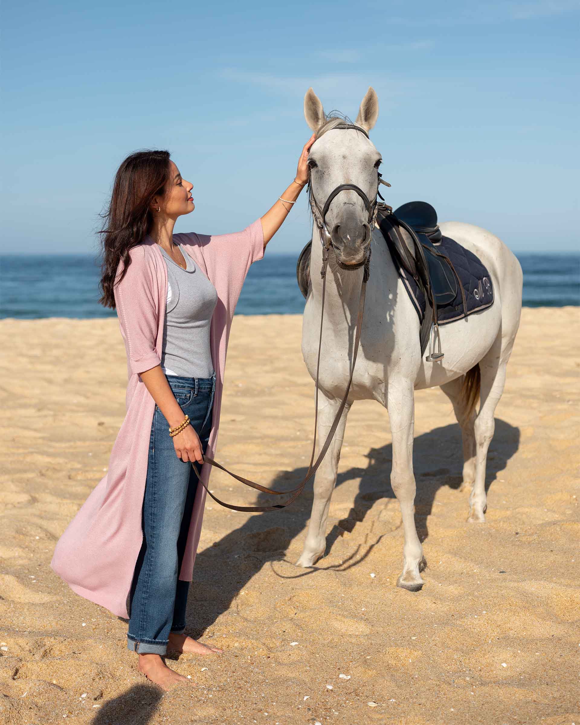 Women's Lightweight Light Pink Short Sleeve Duster and Everyday Basic