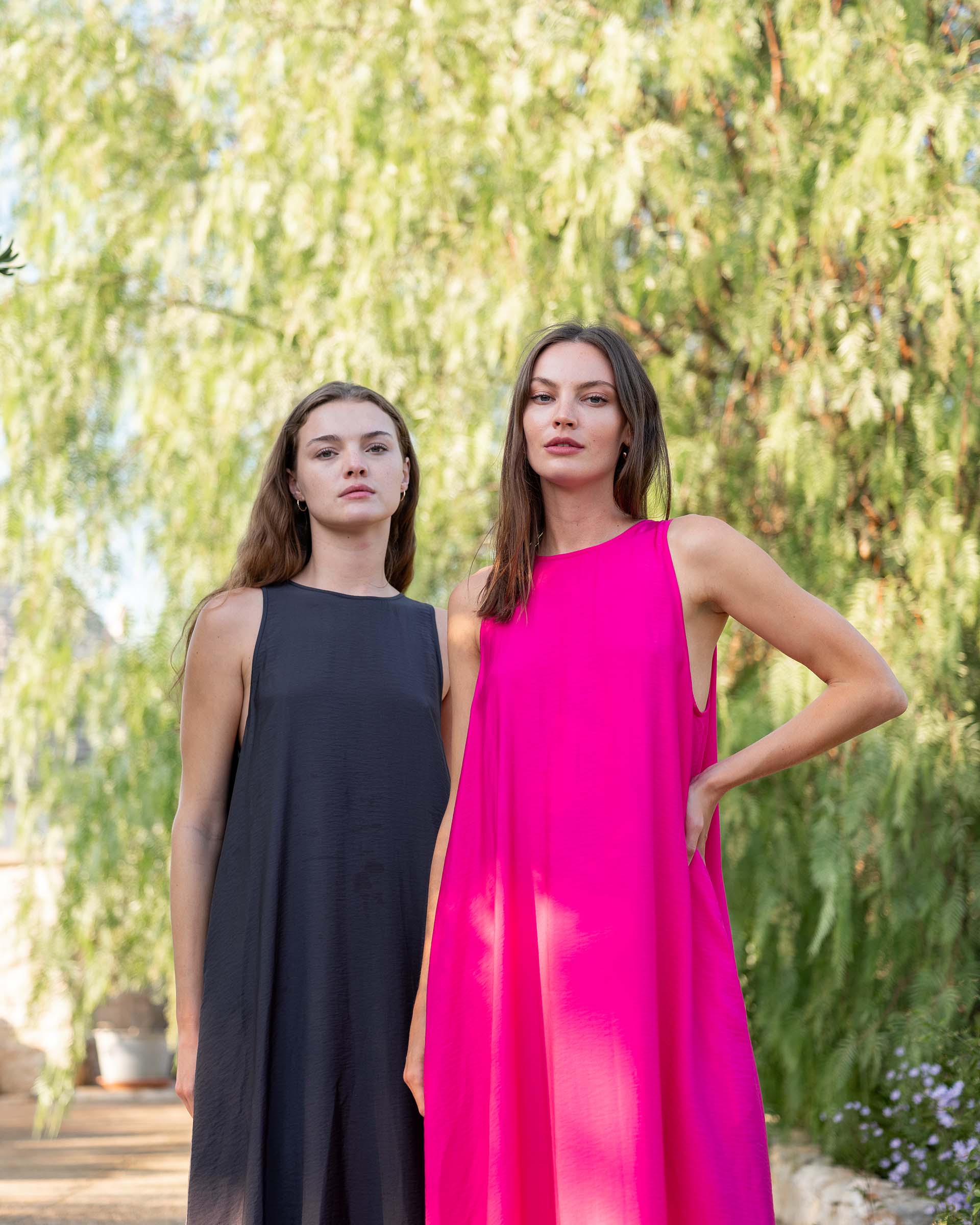 Women's Pink Maxi Dress Front View Vineyard Views