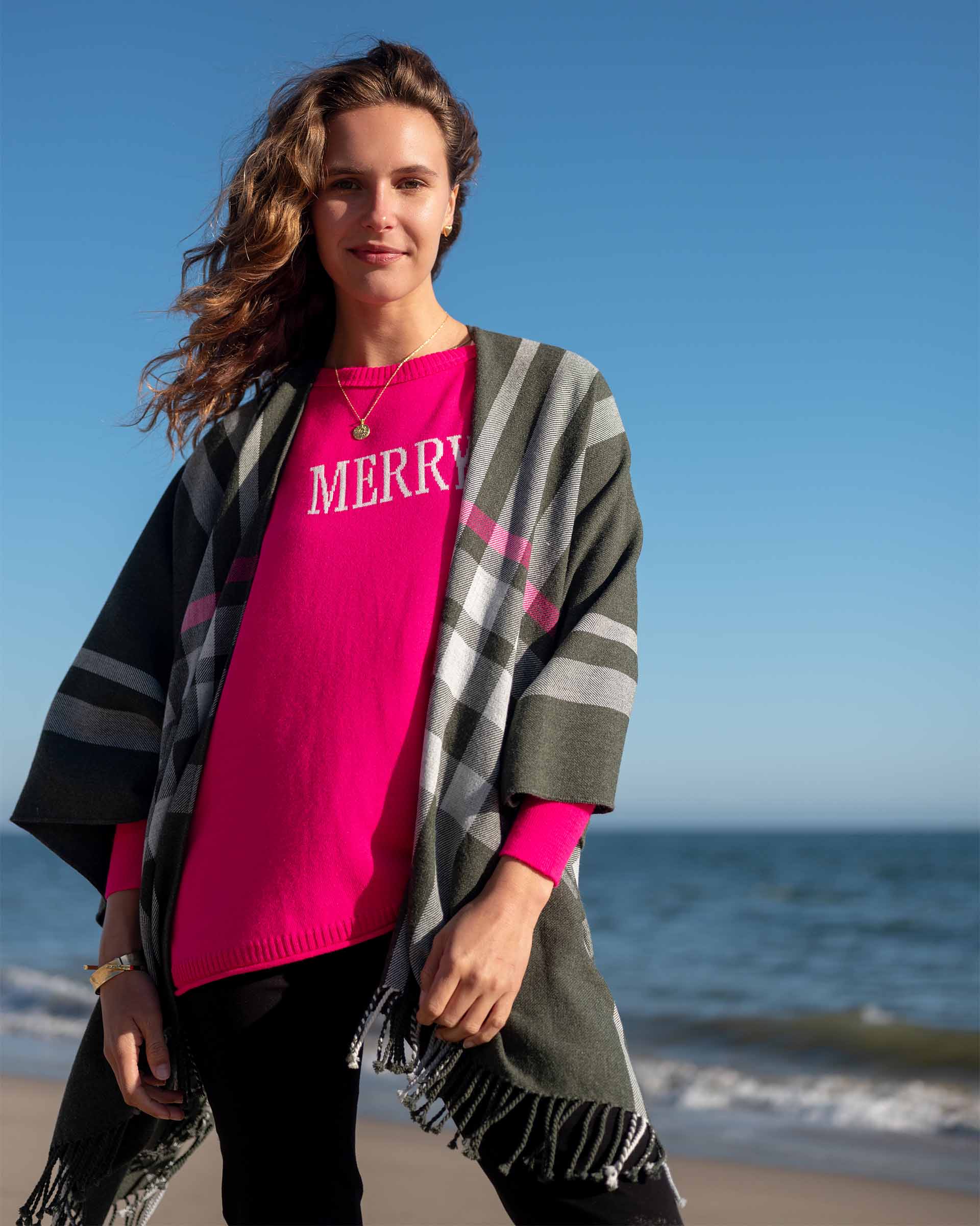 Women's Hot Pink Oversized Holiday Sweater