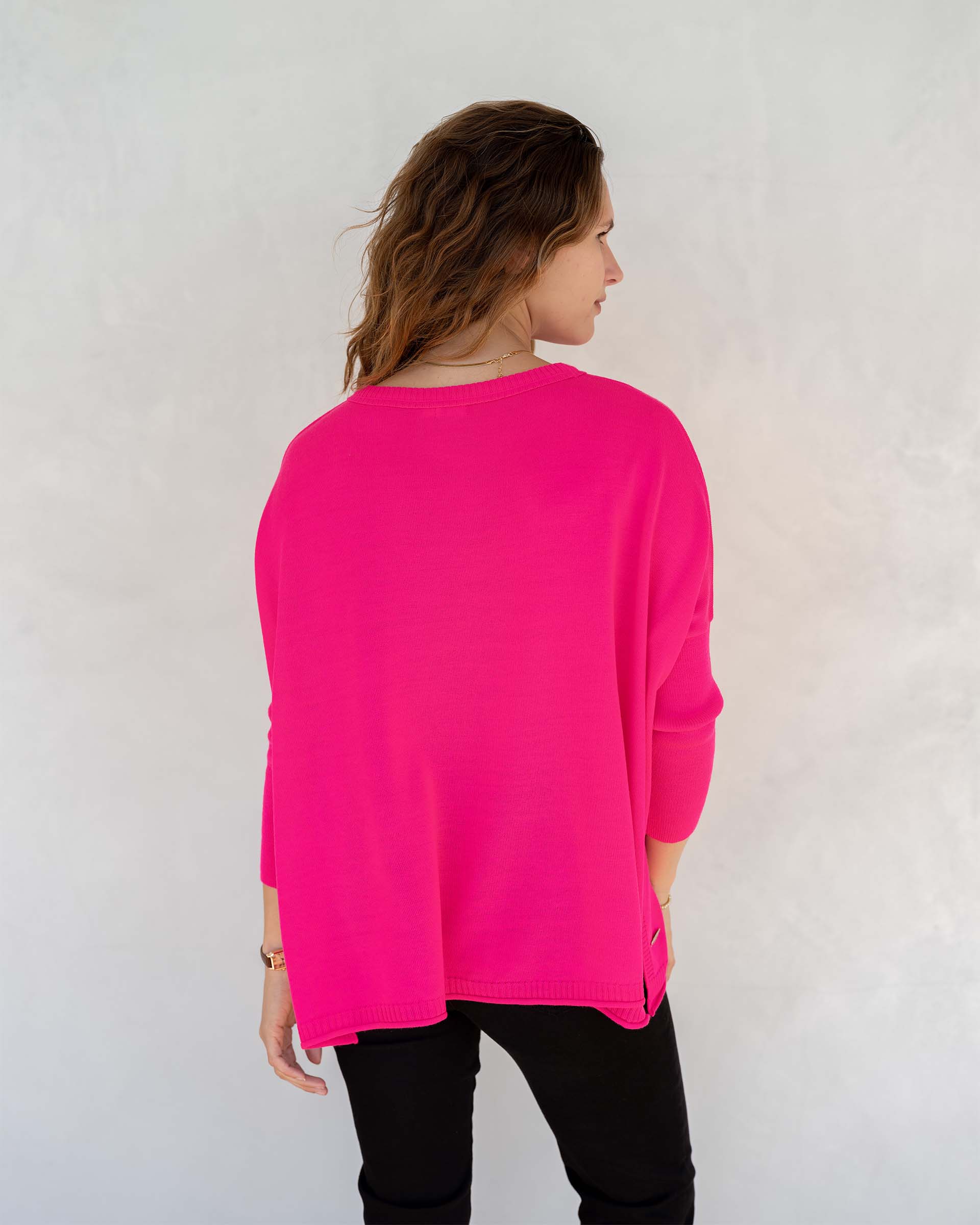 Women's Hot Pink Oversized Holiday Sweater