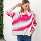 Women's Pink Striped One Sized Holiday Sweater