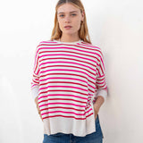 Women's Pink Striped One Sized Holiday Sweater