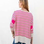 Women's Pink Striped One Sized Holiday Sweater