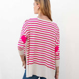 Women's Pink Striped One Sized Holiday Sweater