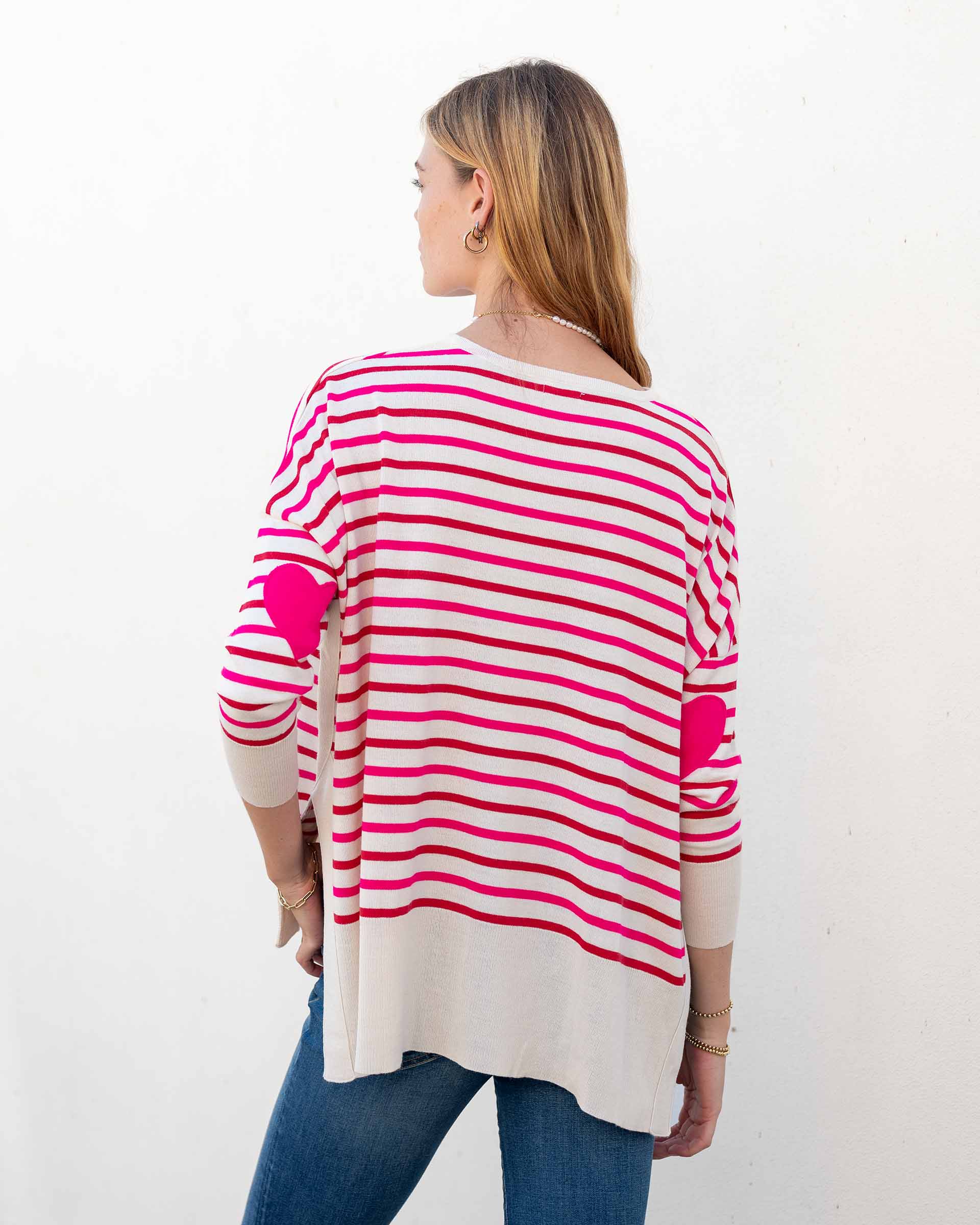 Women's Pink Striped One Sized Holiday Sweater